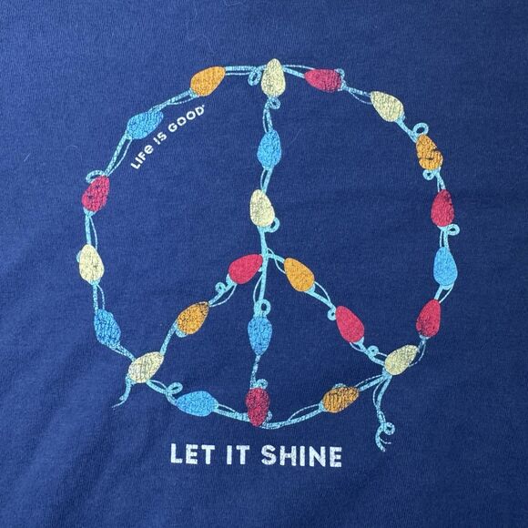 Life Is Good Long Sleeve Tee Christmas Lights Peace Sign 'Let It Shine' XXXL - Picture 3 of 6